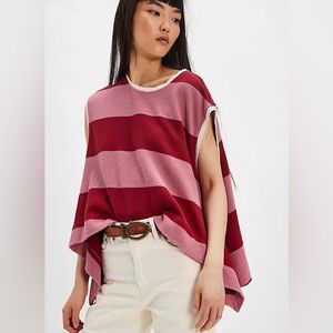 Free People Walcott Sweatshirt in a pink combo 100% Cotton Size Medium Oversized